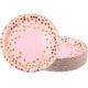 CE FDA 60 Pieces  Party Pale Pink And Gold Paper Plates