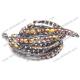 Leather Wrap Bracelet Five Rows Tiger Eye Rounds 34-37inches Beaded Cuff Bracelets BR16834