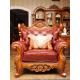 Top Grain Royal Wood Carved Baroque Sofa High Elastic Antique Leather Couch