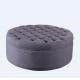 Event wedding round button wooden ottoman linen fabric birch wood with sliver nails foot stool