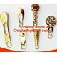 One side Embossed 3D logo, one side engraved logo gold tone garment/apparel metal zipper pull made in china