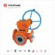3 Way FEP/PFA Lined Ball Valve Worm Gear Operated Flange Type