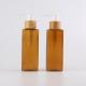 Organic Bamboo Cosmetic Packaging Plastic Pump Bottles With Bamboo Tray 4oz 120ml Square