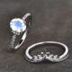 Glamour Hot Fashion Natural Rainbow Moonstone Women 925 Sterling Silver Jewelry Ring