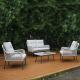Outdoor Conversation Bistro Set, Courtyard Balcony Hollow Weaving Open Wicker Garden Rattan Furniture Sofa Set
