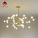 hot sale guzhen suspended ceiling lighting creative art  glass leaf chandelier gold metal star shaped ceiling lamp