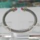 (B-14) Cable Classics Bracelet with pink and crystal NEW Fashion Design Girl Jewelry Women