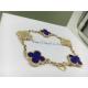 Vintage Alhambra Bracelet Luxury Diamond Jewelry 5 Motifs Yellow Gold Blue
