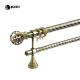 Antique Brass Color 28/19mm Metal Twist Curtain Pole Set With Ball Design Finials