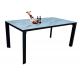 Rectangular Fixed Dining Table Tempered Glass Topped With High Glossy Ceramic