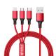 3 Ports In 1 1.2m Mobile Phone Cables Alumunium Alloy Fiber 2A Fast Charging