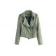 Olive & Pink Color Spring Women Ladies Pu Jacket With Zip Through