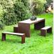 Natural Rusted Geometric Metal Furniture Corten Steel Outdoor Table With Bench Set
