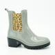 Women High Heel 42EU PVC Rain Boots With Leopard Printed