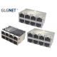 Right Angle 10G RJ45 Connector 2x4 Stacked Multiple Port 8P8C 10G Modular Jack