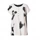 Black White Contrast Color Ladies Fashion Tops Round Neck T Shirt With Lycra