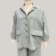 Womens Linen Cotton Green Two Pieces Comfy Long Sleeve Button Tops With Pocket Ladies Long Pants