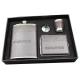 Leather 9 Oz Mens Hip Flask Set With White Wine Bottle / Cup / Funnel