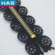 #3 Custom Metal Zipper With Decorative Lace Hollow Design and Black Eyelet Tape