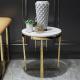 Round Coffee Side Table Living Room Marble Top Golden Legs