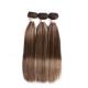 Pre-Colored Brazilian Remy Human Hair Weave Straight Color #P4/27 Piano Color Chocolate Brown