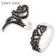 VICKY.HSIEH Antique Silver Rhinestone Pave Rings Set