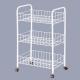 Adjustable Epoxy Black Metal Kitchen Dining Cart , Wire Basket Shelves