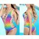 Rainbow Color Mermaid Tail Swimsuit , Adult Mermaid Swimsuit Adjustable Straps
