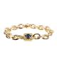 Deep Blue Shining Diamond Cross Charm Gold Chain Link Bracelet For Fashion Lady