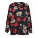 Woven Colorful Print Fashion Ladies V Neck Blouse In Plus Size-Factory Price