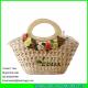 LUDA 2016 new style girl's wooden handles corn husk straw tote bags