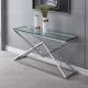 Clear Glass 151x40x75.5cm Stainless Steel Console Table French Style Console Table