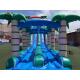 Selva Double Lanes PVC Inflatable Water Slide Green / Blue Slide With Swimming Pool