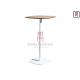 MDF Square Bar Table with Rounded Corners; White & Black Iron Frame Table