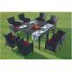 YLX-RN-047 Black Rattan Chair with Red Cushion and Rectangle Table