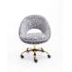 18.90”Depth Swivel Grey Velvet Bedroom Chair 8.2KGS Golden Feet Base Leg