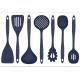 Cooking kitchen utensil set-7 pieces,suitable for non-stick cookware,blue