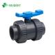 Grey and Black PVC Double Union Ball Valve 2 Swimming Pool Channel Straight Through Type