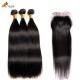 Can Be Dyed Virgin Human Hair Bundles Weave With Closure No Tangle
