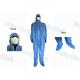Blue Disposable Medical Coveralls , Ultrasonic Seam Class I Disposable Work