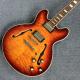 Double F holes jazz electric guitar,Rosewood Fingerboard,burst color Quilte Maple with Red back