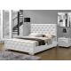 Chrome Feet Faux Leather Bed Double Size Plywood Upholstery White