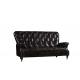 Durable Linen Black Leather 3 Seater Sofa , Three Seater Leather Couch Wooden Legs