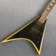 New high quality V type electric guitar,Rosewood, yellow circle black edge