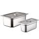 Tableware food grade stainless steel food serving tray flat side design rectangular food pot with dust cover