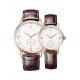 Brown Leather Band Quartz Couple Watch Genuine Diamond Quartz Watch