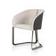 Genuine Leather Dining Chair Modern Stainless Steel Metal With Armrests