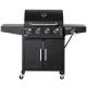 5 Burners Gas Grill Commercial Outdoor BBQ Machine with Trolley and Warming Grid