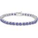 24.70 CTW Natural Tanzanite And CZ Bracelet In 14K Solid White Gold