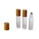 Wood Grain Bamboo Cap 3ml 5ml 10ml Frosted Roller Bottles With Stainless Roller